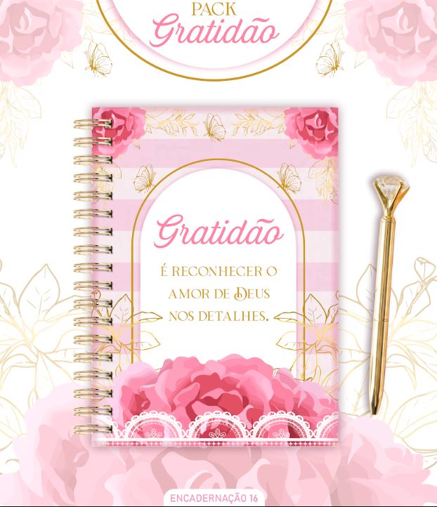 CADERNO FLORAL ROSA - ARQUIVO DIGITAL