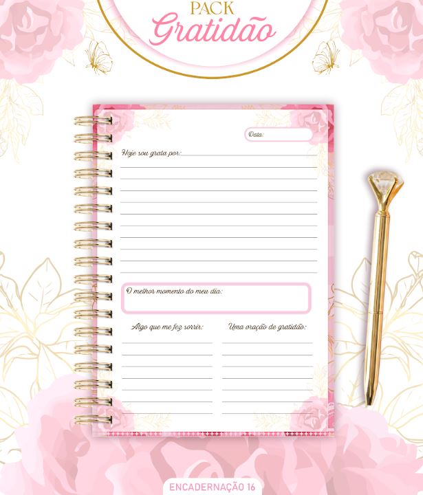 CADERNO FLORAL ROSA - ARQUIVO DIGITAL - Imagem 2